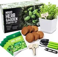 Realpelated Indoor Herb Garden Kit 10 Non-GMO Herbs Window Herb Garden Kit with 10 Reusable Pots