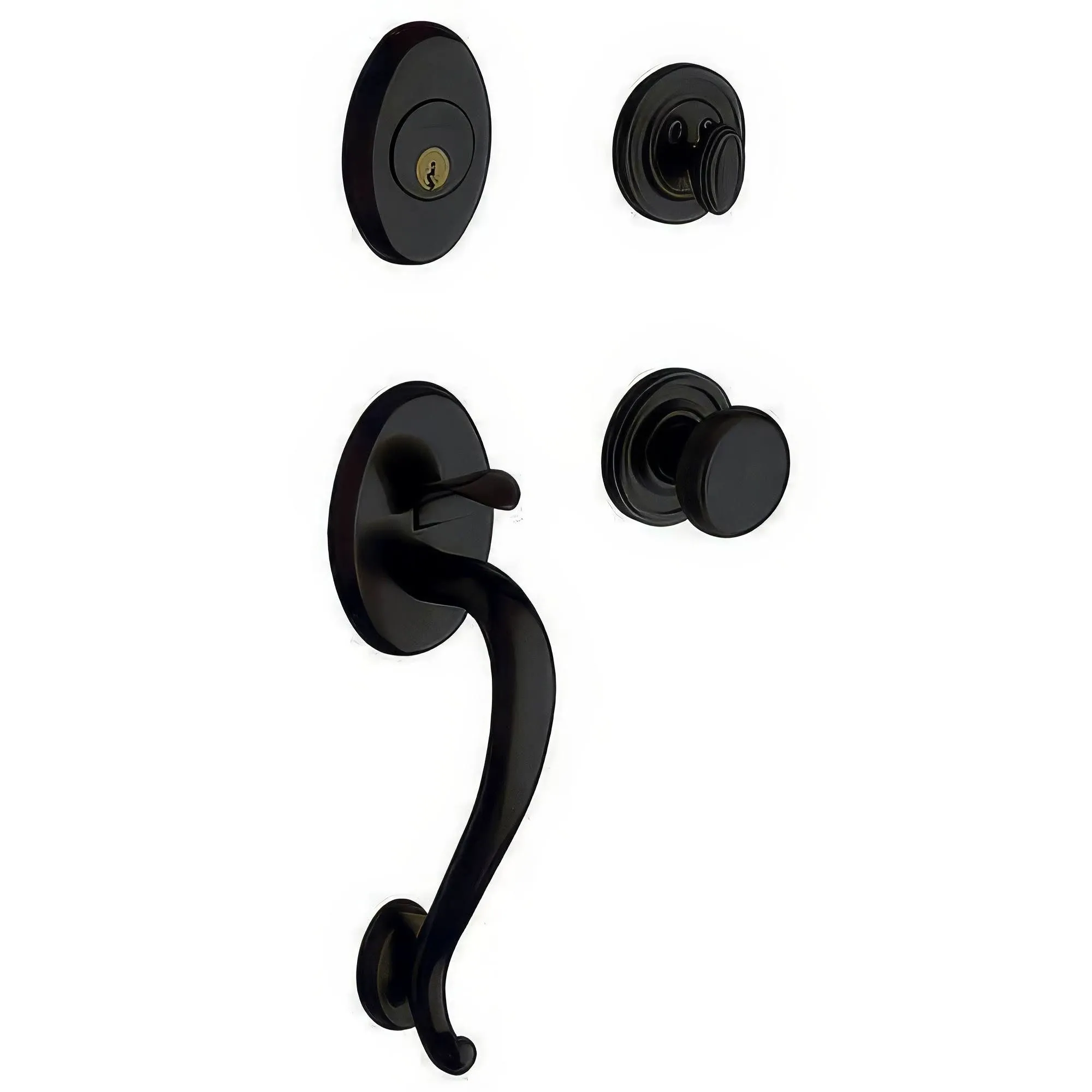 Baldwin Satin Black Single Cylinder Logan Handleset with Classic Knob