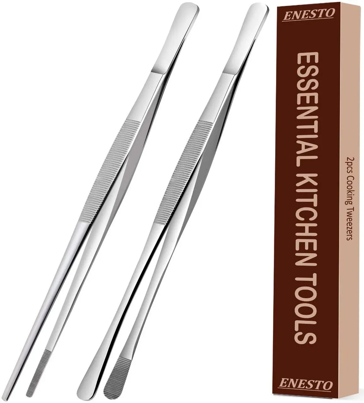 Kitchen Tweezers Stainless Steel - Food Tweezers Set 12 Inch, Fine Tweezer Tongs