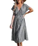 Women&#039;s Striped Midi Cover-Up Dress - Cupshe-S-White