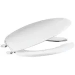 Centoco Elongated Toilet Seat, Open Front with Cover, Light Duty Commercial or Residential, Plastic, Made in the USA, 620-001, White