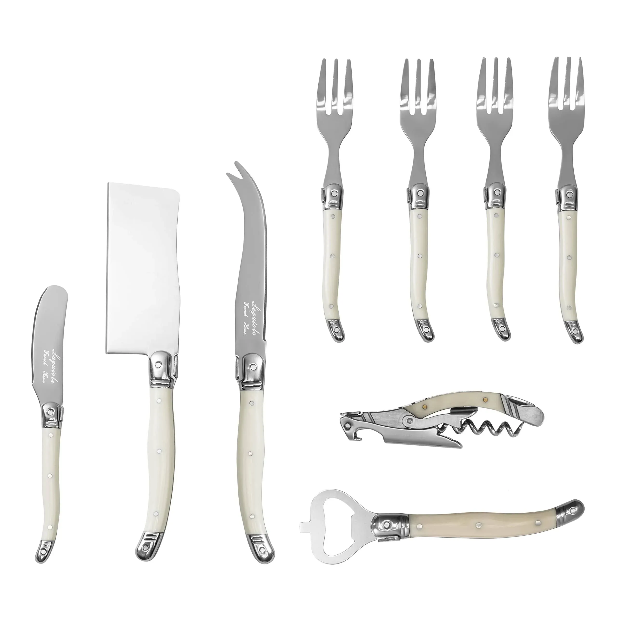 Laguiole Essential 9-piece Charcuterie And Barware Set With Faux Ivory Handles