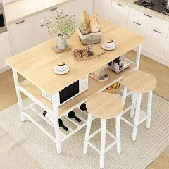 Lamerge Kitchen Table Set for 2,Kitchen Island with Seating and Storage