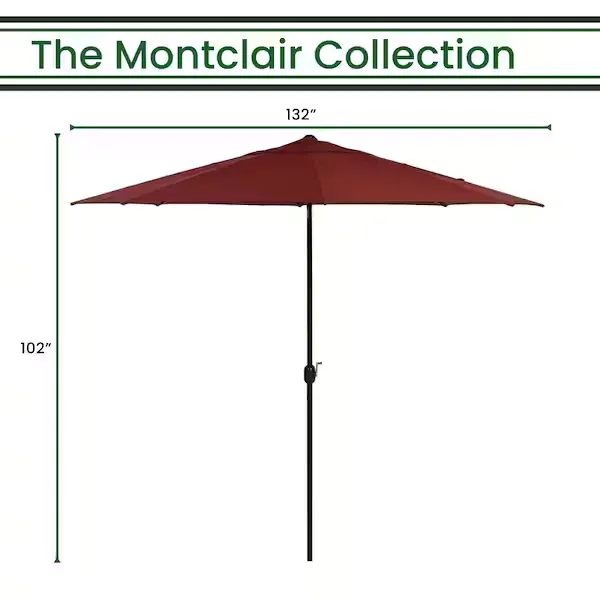 Hanover Montclair 11 ft. Market Patio Umbrella in Chili Red MCLRUMB11-CHL