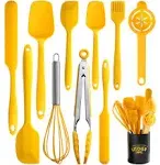 Silicone Spatula Set of 11 Kitchen Utensils with Iron Holder for Baking, Cooking