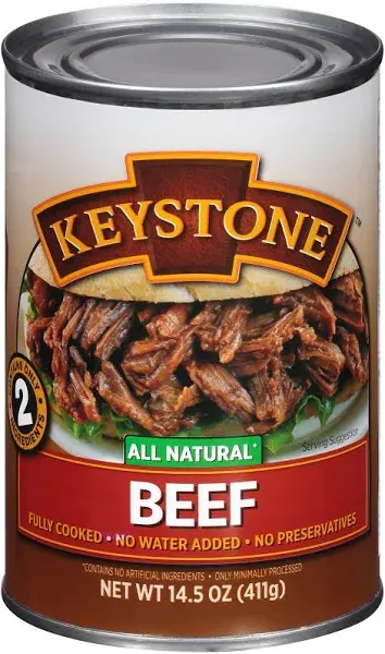 Keystone Meats All Natural Canned Beef 14.5 Oz Long Term Emergency Survival Food Canned Meat | Fully Cooked Ready to Eat | Gluten Free Pack of 3