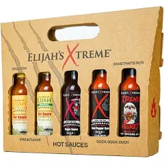 Elijah's Xtreme Hot Sauce Gift Sets 5 Pack Award Winning Hot Sauce Sampler Includes Mango Habanero Sauce