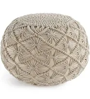 LANE LINEN Hand Knitted Cable Style Pouf Ottoman