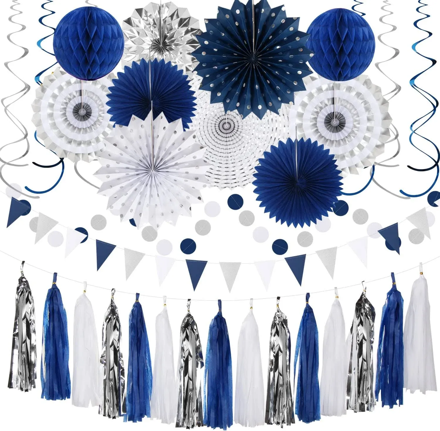 Graduation Party Decorations 33pcs Kits Banner Streamers Tassel Garland Tissue Pom Poms Honeycomb