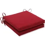 Pillow Perfect Pompeii Solid Indoor/Outdoor Patio Seat Cushions Plush Fiber Fill, Weather and Fade Resistant, Square Corner - 20" x 20", Red, 2 Count