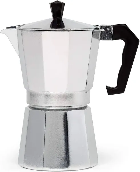 Primula Classic Stovetop Espresso and Coffee Maker, Moka Pot for Italian and Cuban Café Brewing, Greca Coffee Maker, Cafeteras, 6 Espresso Cups, Silver