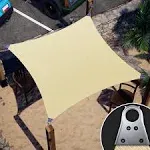 12 ft. x 12 ft. 260 GSM Reinforced (Super Ring) Beige Square Sun Shade Sail