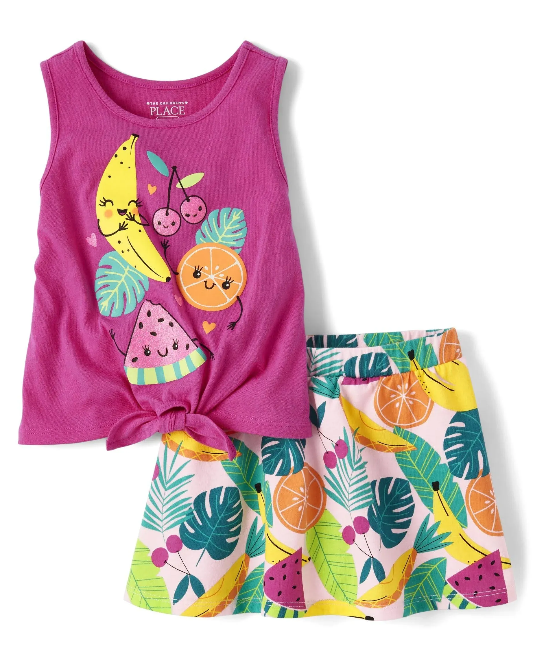 Toddler Girls Fruit 2-Piece Outfit Set - Rose mist