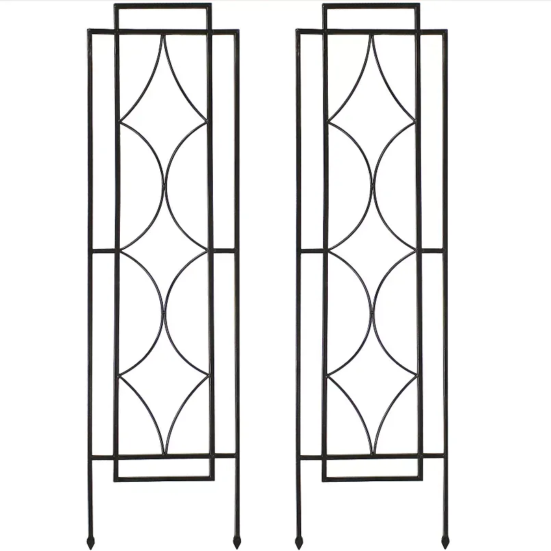 Sunnydaze Decorative Steel Metal Chic Diamonds Design Garden Trellis - 48.25" H - Black - 2-Pack