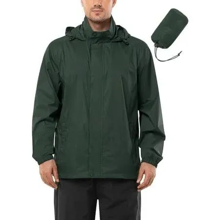 Outdoor Ventures Men's Rain Jacket Waterproof Lightweight Packable Rain Shell Raincoat with Hood for Golf Hiking Travel