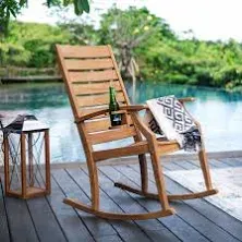 Cambridge Casual Outdoor Rocking Chair 19&#034; Ergonomic Solid Wood Natural Teak