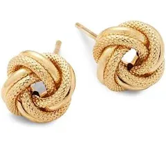 14K Yellow Gold Love Knot Stud Earrings