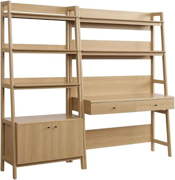 Modway Bixby 2-Piece Wood Office Desk and Bookshelf