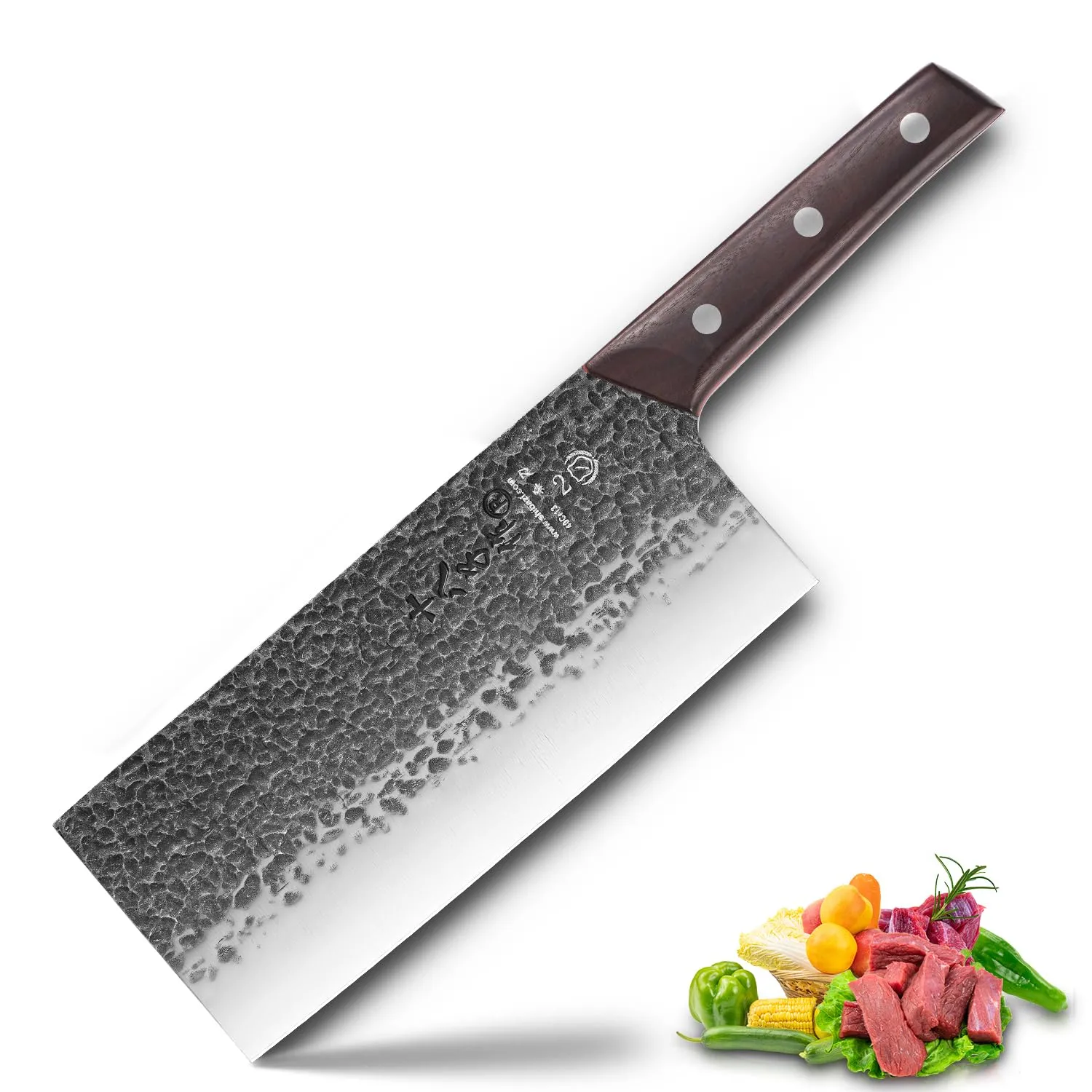 SHI BA ZI ZUO 8 Inch Professional Chef Knife Meat Cleaver Vegetable knife Classic Balanced Full Tang Rosewood Wooden Handle for Daily Basis