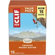 Clif Bar Crunchy Peanut Butter Made with Organic Oats 11g Protein Non GMO Plant Based Energy Bars 2.4 oz.