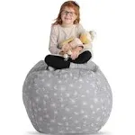 Creative QT Stuff ’n Sit Extra Large 38’’ Bean Bag Storage Cover for Stuffed Animals & Toys, Giant Beanbag Chair for Plush, Toddler & Kids Rooms Bedroom Organizer for Christmas, Gray Dandelion