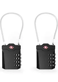 TSA Approved Luggage Locks with Steel Cable 4 Digit Combination Lock with Inspec