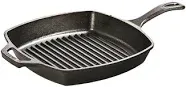 Lodge L8SGP3 Pre-Seasoned Cast-Iron Square Grill Pan and Grill Pan Scraper Bundle