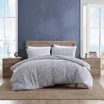 Nautica Duvet Cover King Size Classic Striped-Patter<wbr/>n Soft Cotton Percale Gray