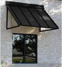 AWNTECH 5 ft. Houstonian Standing Seam Metal Door/Window Awning Fixed Outdoor Canopy 68 Inch W x 24 Inch Proj, Pewter