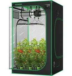 VIVOSUN S558 5x5 Grow Tent, 60"x60"x80" High Reflective Mylar with Observation Window and Floor Tray for Hydroponics Indoor Plant for VSF6450