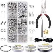 EuTengHao Jewelry Making Supplies Kit Jewelry Repair Tool Set with Jewelry Pliers Beading Wires Open Jump Ring Lobster Clasps Necklace Cord Ribbon