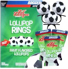 Lil League Soccer Ball Lollipop Rings Individually Wrapped 18 Sweet Suckers