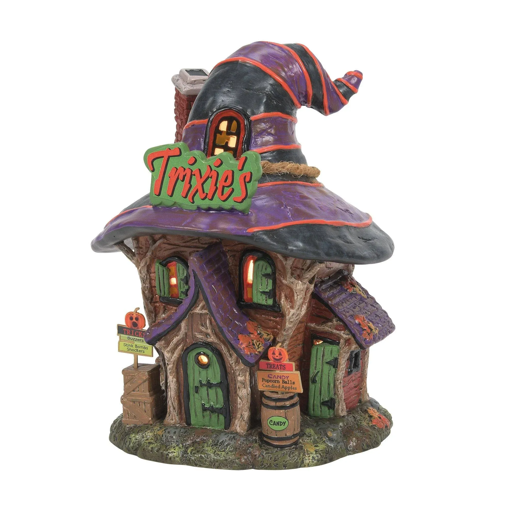 Department 56 Snow Village Halloween Trixie's Tricks and Treat Lit Building, 7.95 Inch, Multicolor