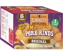 Lowrey's Bacon Curls Microwave Pork Rinds (Chicharrones), Original, 1.75 Ounce (Pack of 18)