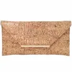 JNB Unique Pattern Laser Cut Cork Envelope Clutch