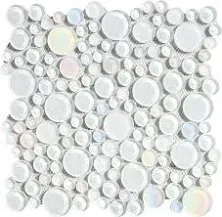 5 Sheets Glass Mosaic Tile for Kitchen Backsplash, Bathroom Shower Wall, Etc, Bubble Collection, Mixed Rounds, 12"X12"X5/16 (Set of 5 Sheets, GM 4104 - Ocean)