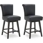 Chita Swivel Counter Bar Stools Set of 2 26 inch Faux Leather in Black Size: One Size