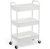 3-Tier Rolling Metal Storage Organizer Mobile Utility Cart Kitchen W/ Wheels New