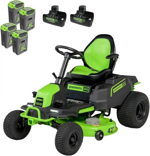 Greenworks 60V 42” Cordless Electric CrossoverT Riding Mower, 8.0Ah Batteries and Dual Port Turbo Chargers