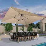 PURPLE LEAF 9' X 12' Patio Umbrella Outdoor Rectangle Umbrella Large Cantilever Umbrella Windproof Offset Umbrella Heavy Duty Sun Umbrella for Garden Deck Pool Patio, Grey