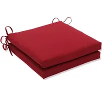 Pillow Perfect - Outdoor/Indoor Pompeii Red Squared Corners Seat Cushion 20x20x3 (Set of 2)