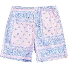 Floerns Men's Boho Tribal Print Drawstring Waist Summer Shorts