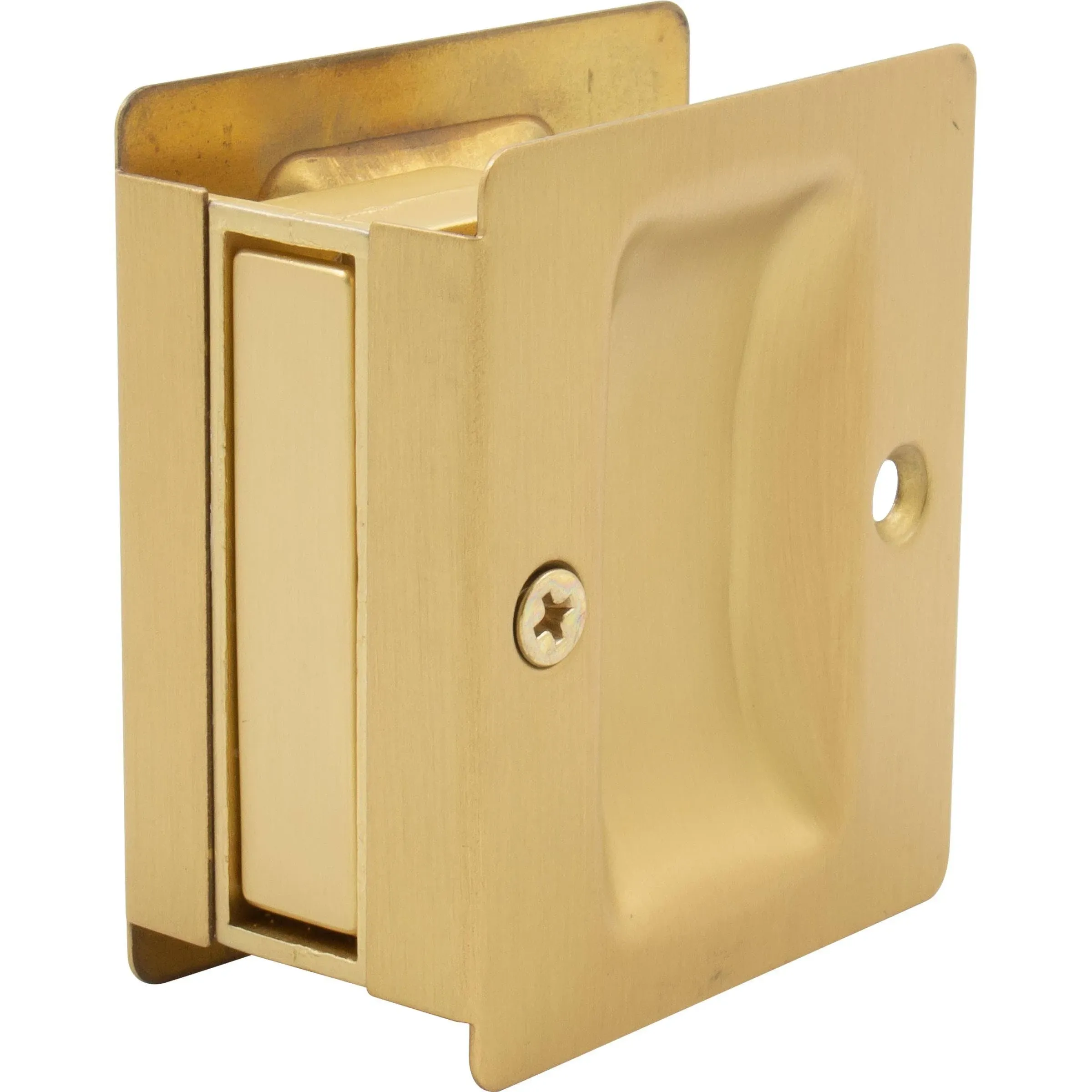 Stone Harbor Hardware Premium Square Pocket Door Lock Passage - Satin Brass C824-4