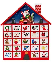 Kurt Adler C6300 Wooden Santa House Advent Calendar W/O Ornaments, 16&#034;~Christmas