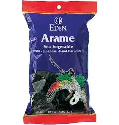 Eden Arame, Japanese Wild Sea Vegetable, Natural Seaweed, Hand Harvested, Chopped, Cooked, and Sun-Dried, Japan, 2.1 oz