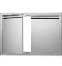 VEVOR BBQ Access Door, 30W x 21H Inch Double Outdoor Kitchen Door, Stainless Steel Flush Mount Door, Wall Vertical Door with Recessed Handles , for BBQ Island, Grilling Station, Outside Cabinet  | VEVOR US