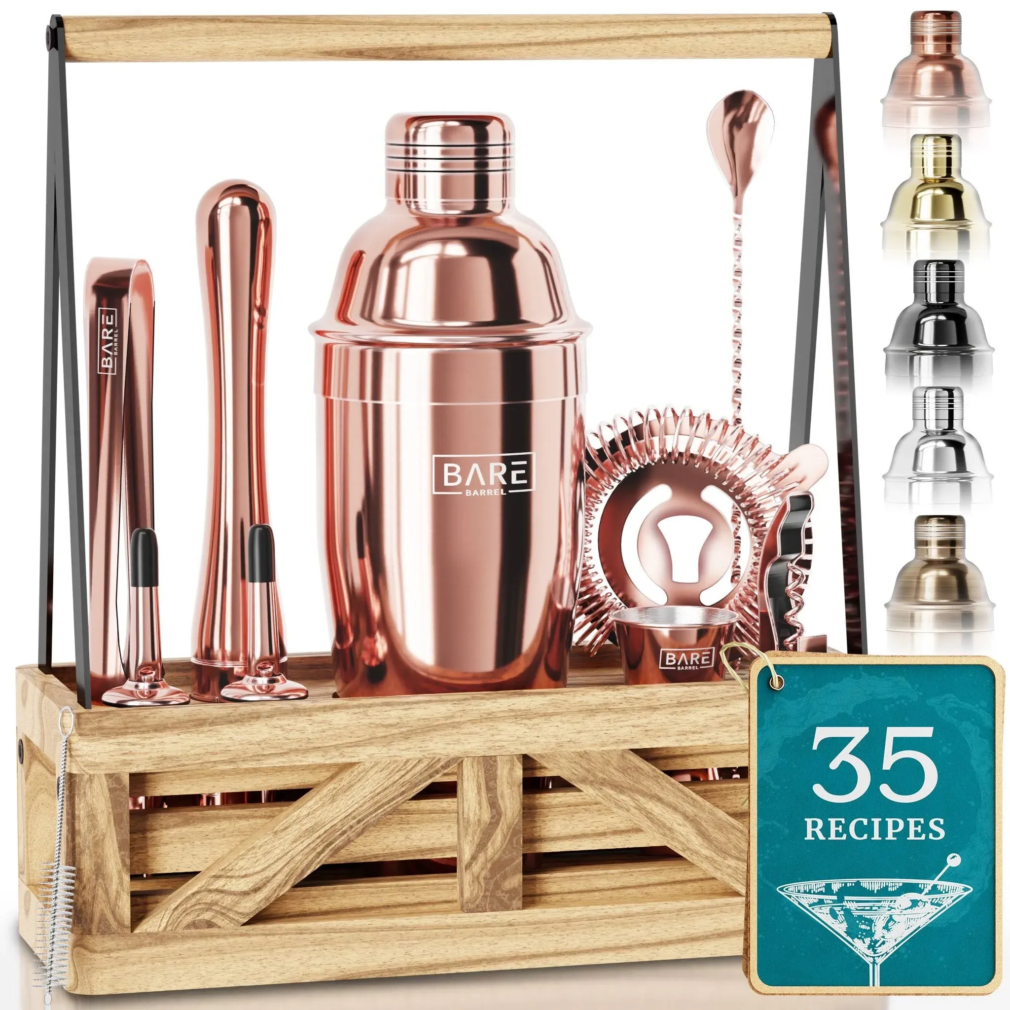 Bare Barrel Caddy Cocktail Bartender Kit - Rose