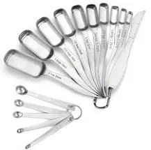 18/8 Stainless Steel Measuring Spoons Set of 16 Piece Includes 10 Narrow Meas...