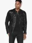 John Varvatos Men's Band Collar Leather Jacket - Chocolate - Size XL