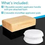 Oil &amp; Wax Large Block Applicator with 2 Microfiber Buffing Pads, for Applying 